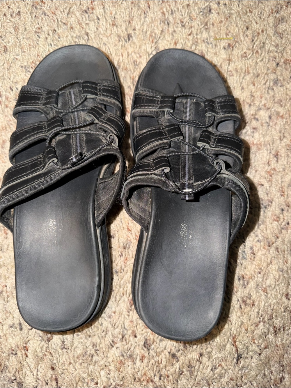 Skechers Black Strappy Slide Sandals